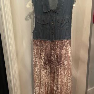 Denim and Lace Sleeveless Top